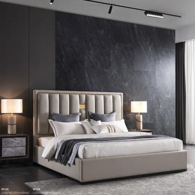 China Damoo Luxury Queen Size Wall Headboard Double Genuine Leather Bed for sale