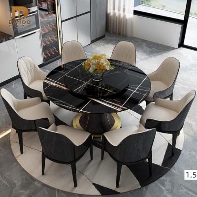 China Modern Luxury Modern Marble Dining Table Set Round Stainless Steel Dining Table Marble Dining Sets for sale