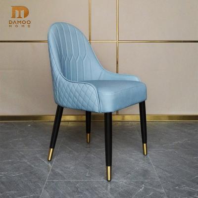 China Italian Rectangular Modern Light Luxury Dining Chairs Family Dining Chairs Family Dining Table Chairs Blue Leather Furniture for sale