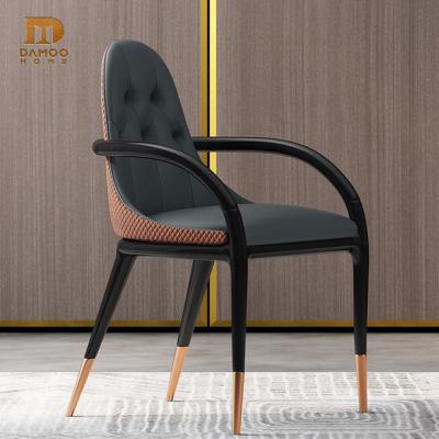 China Hot Selling Modern Microfiber Leather Wood Leg Armchair Black Home Furniture Dining Chairs for sale