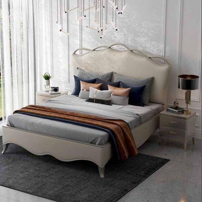 China Luxury Leather Storage Bed Frame Modern Leather Platform Bed Queen Size for sale