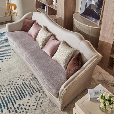 China 1+2+3 Sectional Sofa Hot Selling Classic Vintage Wood Fabric Upholstered Sofa Set In Living Room Wood Sectional Carved Sofa Set for sale