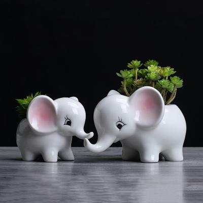 China 2018 CLASSIC Classic Elephant Planter Pots For Plants 2 Pcs Small Ceramic Animal Flowerpot / Succulents Lot Cartoon Garden Decorations for sale