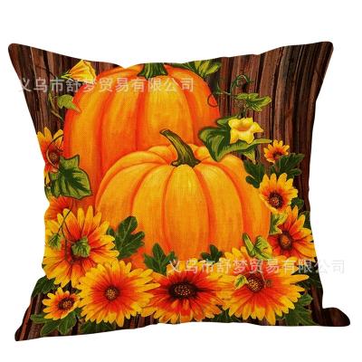 China Stain Resistant Sofa Couch Chair Bed Cushion Covers 45*45cm Autumn Pumpkin Linen Throw Fall Decoration Thanksgiving for sale