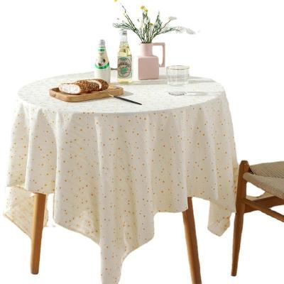 China Non-slip white literary cotton and French floral three-dimensional dining table cover embroidery round linen tablecloth for sale