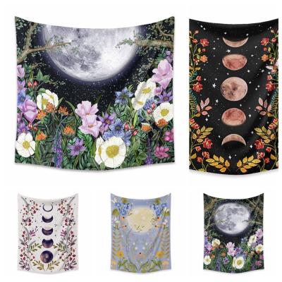 China Living Room Decoration Bedroom Floral Moon Pattern Tapestry For Home Decor for sale