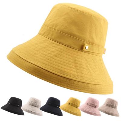 China Big-Brim Casual Fisherman's Foldable Double Buckle Buckle Beach Sun Hats Bucket Hat for sale