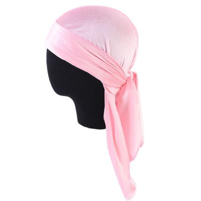 China Men's Velvet Durag Long-tailed Pirate Hat Headwrap Unisex Luxury Doo Rag RAR-043 for sale