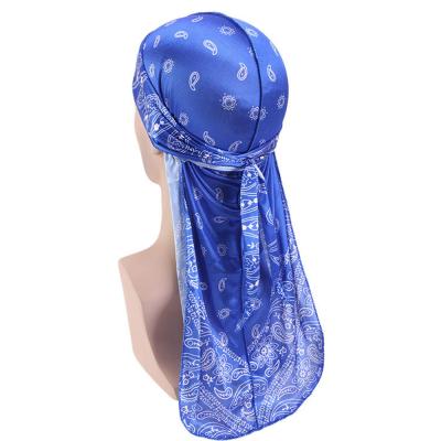 China Silky Durag Men Printing Long Straps Durags Shape Scarf Rag RAR-218 Main Waves for sale