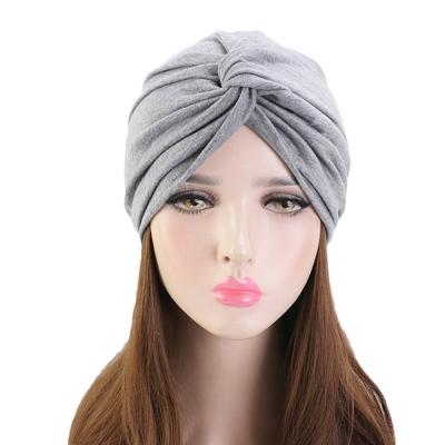 China Women's Striped Muslim Elastic Turban Twist Style Bohemian Turban Chemo Cap Headwrap for sale