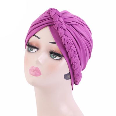 China Breathable Muslim Boemian Braided Polyester Turban Headscraf Headwear Covers Hats Turban for sale