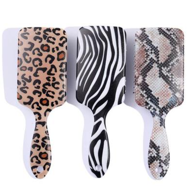 China Nondisposable Fashion Leopard Cushion Comb Massage Wave Hair Square Print Animal Plastic Comb for sale