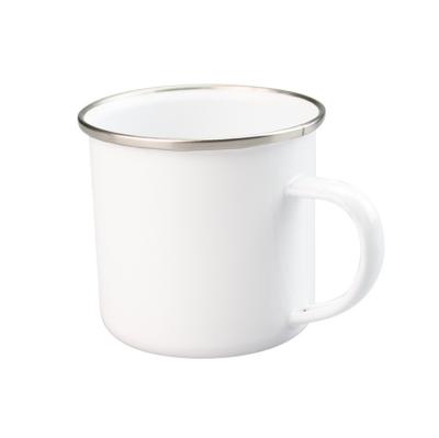 China Besta Viable Wholesale White Blank Enamel Sublimation Mug With Silver Rim for sale