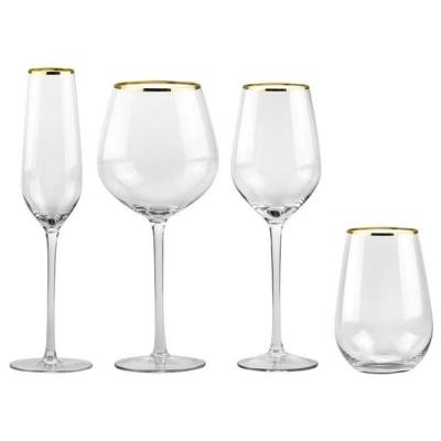 China Phnom Penh Crystal Unleaded Wine Champagne Glasses Stocked Creative European High Heel Wedding Goblet With Gold Rim for sale