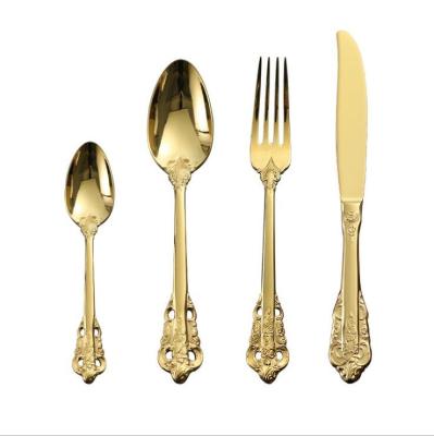 China Sustainable Besta Royal Hotel Embossed 304 Stainless Steel Gold Flatware Silver Flatware Sets For Wedding for sale