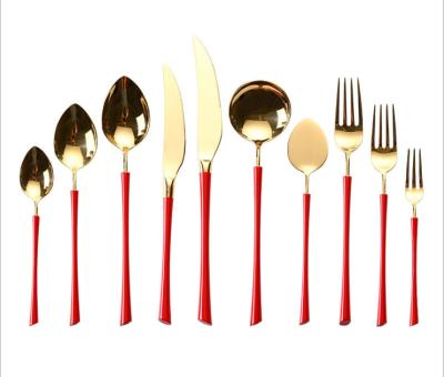 China Sustainable Besta Dinnerware 18/8 Stainless Steel Red Gold Flatware Set For Party for sale