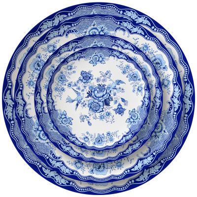 China Besta Viable Blue Design Ceramic Dinner Set Bone China Event Dinnerware Set For Wedding for sale