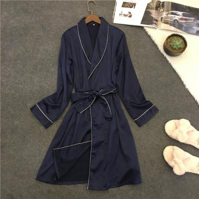 China High Quality QUICK DRY Silk Kimono Robe Hotel Solid Color Nightgown Ladies Elegant Silk Satin Night Robe for sale