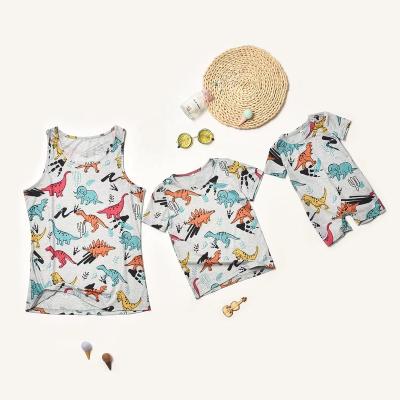 China Summer QUICK DRY Family Matching Outfits Dinosaur Printed Lovely Parent-child Mom and Me Outfits Clothing for sale