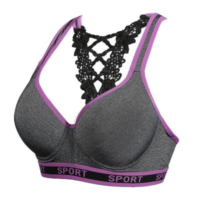 China Antibacterial Sexy Sports Bra Back Embroidery Spandex Small MOQ Running And Yoga Wear for sale