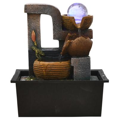 China Modern Garden Ball Outdoor Water Rotating Stone Fountain With LED for sale