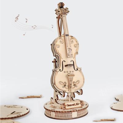 China DIY TOY Beaverlab 3D Jigsaw Assembly Toy Cello Art Craft Wooden DIY Puzzle Wooden Violin For Friend Gift for sale