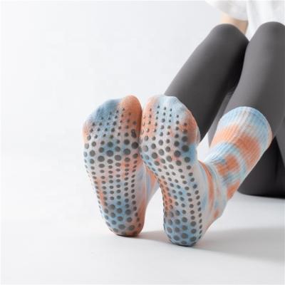 China 2023 Newcomer QUICK DRY Tie Dye Yoga Sock Anti Slip Pilates Dance Gym Grips Women Quality Yoga Fashion Socks for sale