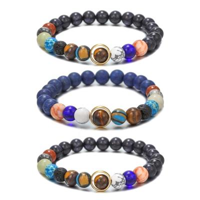 China Best Selling Stone Bracelet Lava Bead Natural Volcanic Lapis Lazuli Bracelet 8 Planets Galaxy Bracelet CLASSIC 2023 for sale