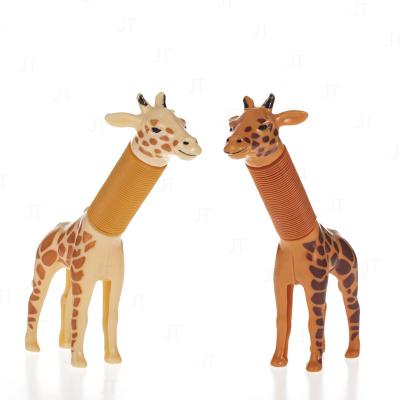 China Popular Decompression Telescopic Giraffe Head Tube Stirring Tube Toy Stress Relieve Stretchy Popping Toy Adjustable Plastic Giraffe for sale