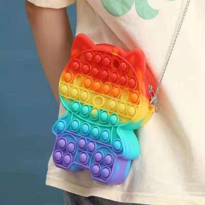 China Latest Design Cat Shoulder Crossbody Bag Bubble Squeeze Toy Cat Pop Purse Pop Shoulder Bag Bubble Toy For Anxiety Relief Autism Popular for sale