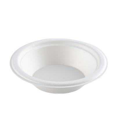 China Disposable Bleached White Sugar Cane Bagasse Pulp Bowl Round Microwavable for sale