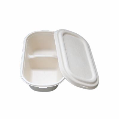 China Disposable Oval Bagasse Pulp Packing Bowl With Lid Ecologicos for sale