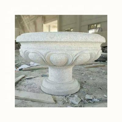 China Modern Natural Stone Beauty White Granite Flower Pot for sale