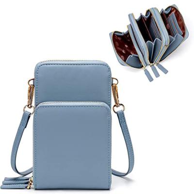 China High Quality Durable PU Leather Cross - Body Cell Phone Purse Messenger Shoulder Handbag Wallet With Credit Card Slots for sale