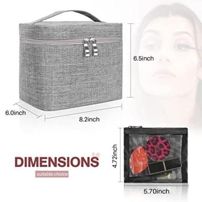 China Durable Cosmetic Organizer Filter Frame Pouch With Mesh Bag Brush Holder Make Up Toiletry Bags For Women for sale