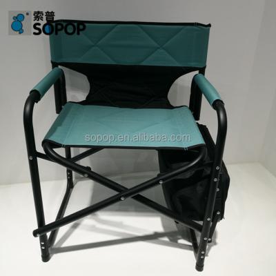 China Custom Color Metal Single Folding Traveling Foldable Director Chair With Folding Tray for sale