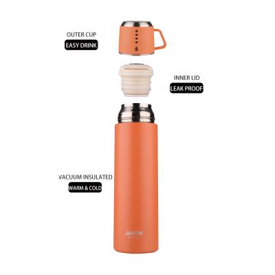 China New Style 350/500ml Double Wall Water Bottle Stainless Steel Thermos Viable Insulated Vacuum Flask With Cup for sale