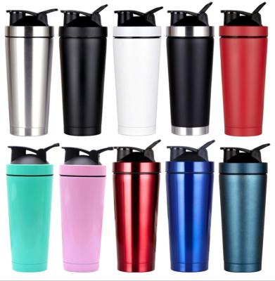 China Stainless Steel Successful 550ml/750ml Double Wall Leak Proof Shaker Bottles With Shaking Ball Protein Shaker for sale