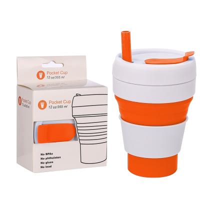 China Sustainable 16oz Food Grade Collapsible Silicone Cup Portable Environmental Coffee Mug for sale