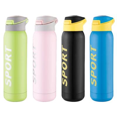 China Sporty 500ml Straw Stainless Steel Water Bottle 17oz Viable Vacuum Insualted Bottle Leak Proof Lockable Lid for sale