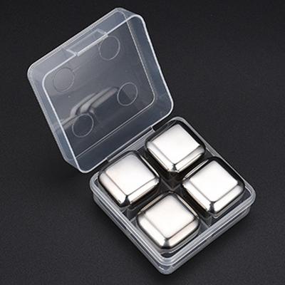 China Whiskey Viable Stone Stones Stainless Steel Cooling Ice Cubes with Tongs and Storage Box for sale