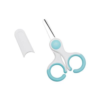 China Viable Never Rust Safety Baby Scissors Healthy Kids Food Manicure Eyebrow Vibrissa Nail Scissors Clip With Cover Box for sale