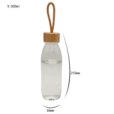 China Custom Stocked Gift 500Ml Logo Plastic Reusable Tritan Water Bottle Wholesale With Wooden Bamboo Lid for sale