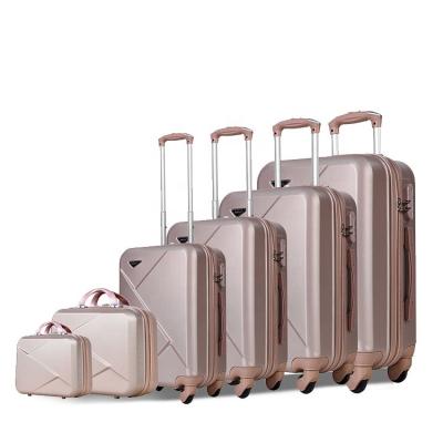 China ABS ABS/PC 6 Pieces Trolley Luggage Travel Bag Luggage Set With 4 Wheels for sale