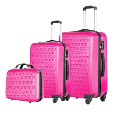 China ABS Shiny New Style Rose Gold ABS Suitcase Zipper Pulls Personalized Luggage Set For Lady for sale