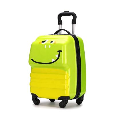 China Hard PC Polycarbonate Middle 360 ​​Spinner Four Wheel Green Shell Kids Trolley Bag For Kids for sale