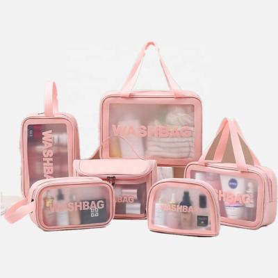 China Custom wholesale durable transparent travel toiletry bag portable waterproof PVC cosmetic bag for sale