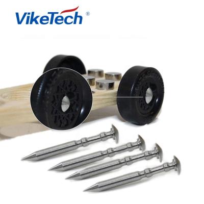 China Pinewood Derby Car Polished Speed ​​Axles Pinewood Derby Car, Nickel Plated with 2 Splines and Angled Head Minimizes Friction (4 Axles) for sale