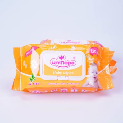 China Baby Skin Care Wet Wipes 120pcs Pack with Plastic Lid and Fragrance ISO Certified for sale