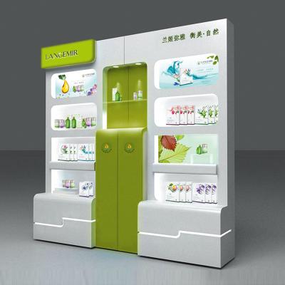 China High End Custom Wood Wall Cosmetic Shelves Eco - Friendly Shelves Cabinet Showcase for sale